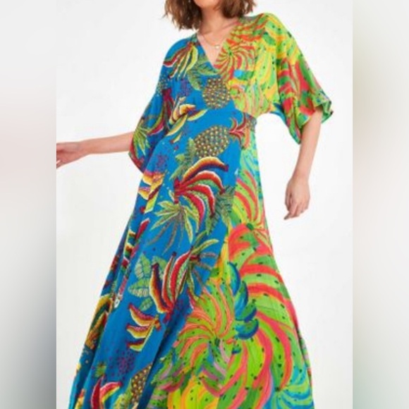 Farm Rio Tahiti Wrap Maxi Dress NWT Size Small - Picture 2 of 6
